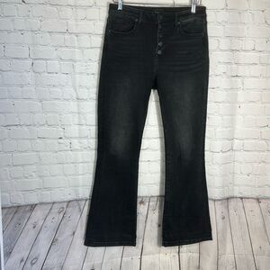 Driftwood Jeans Women's 27 Wyatt Flare Leg Black Button Fly Denim HEMMED